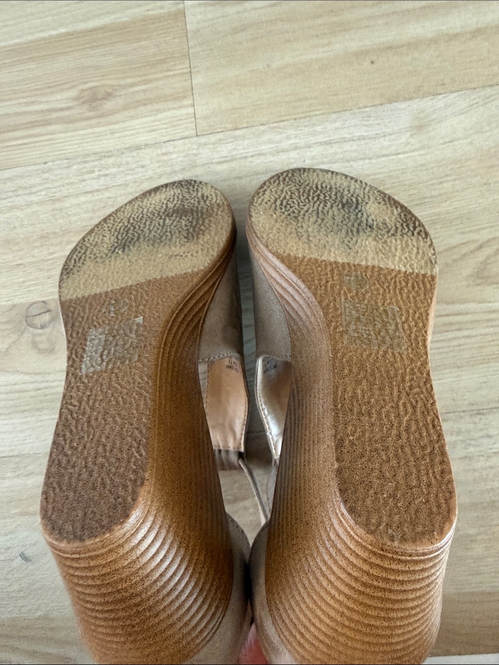 Suede Open-Toe T-Strap Heels in Taupe - Picture 4 of 4